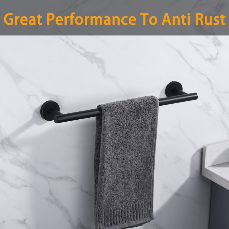 Nolimas Matte Black Bath Towel Bar Single Bars Towel Rack Rod Classic Wall Mounted SUS304 Stainless Steel Bathroom Towel Holder Toilet Kitchen Towel Shelf Single Layer,16 inches - Image 5